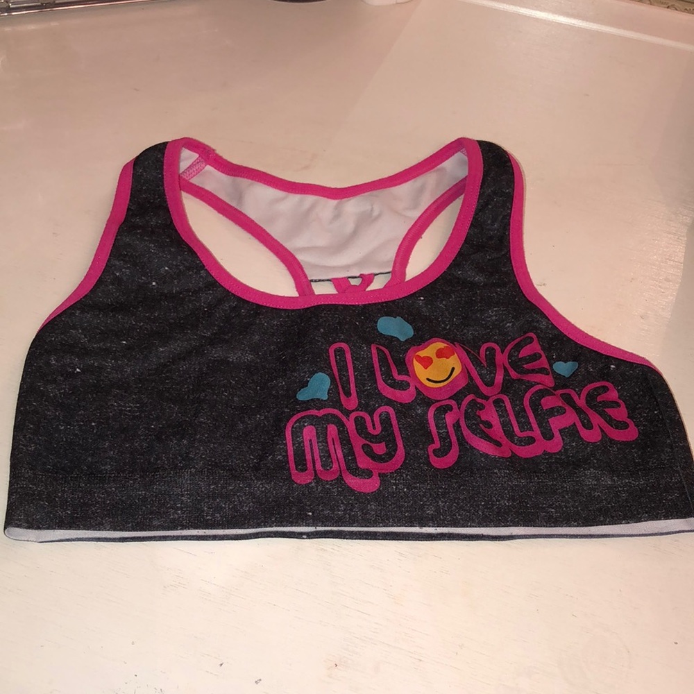 Mush brand sports bra girls size L (10-12) - I Love my selfie